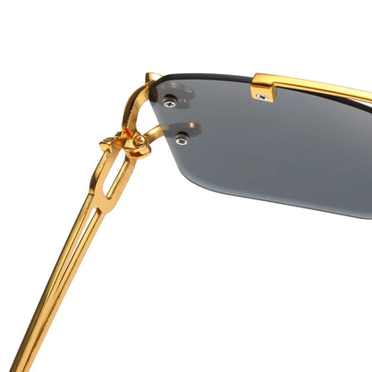 RetroEdge Double-Bridge Rimless Sunglasses – Unisex Vintage Square Shades